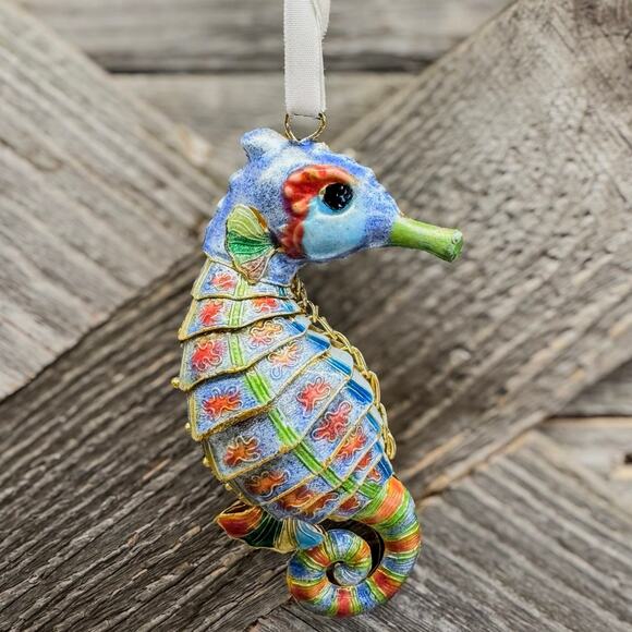 Cloisonné Articulated Seahorse Multicolor Ornament-4.5”H-by Dillards Trimmings - Picture 1 of 6